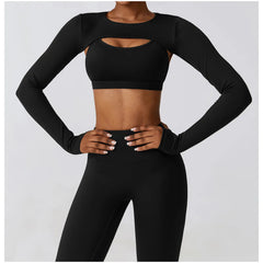 Movement Excel Long Sleeved Super Crop Bolero - ready for review logo ready - Ra The Boutique - 