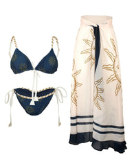 Navy Blue Celestial Print Bikini - Ra The Boutique