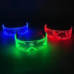 Neon Light Up LED Clear Wrap Around Rave Sunglasses - Ra The Boutique