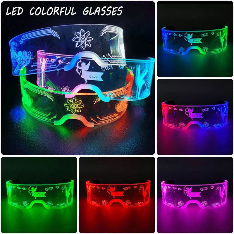 Neon Light Up LED Clear Wrap Around Rave Sunglasses - Ra The Boutique