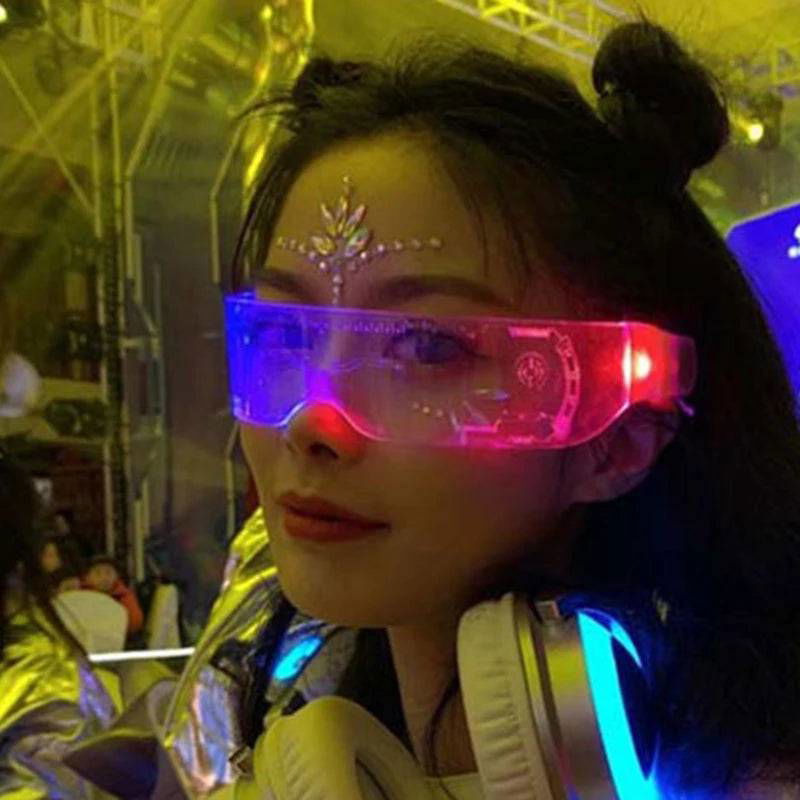 Neon Light Up LED Clear Wrap Around Rave Sunglasses - Ra The Boutique
