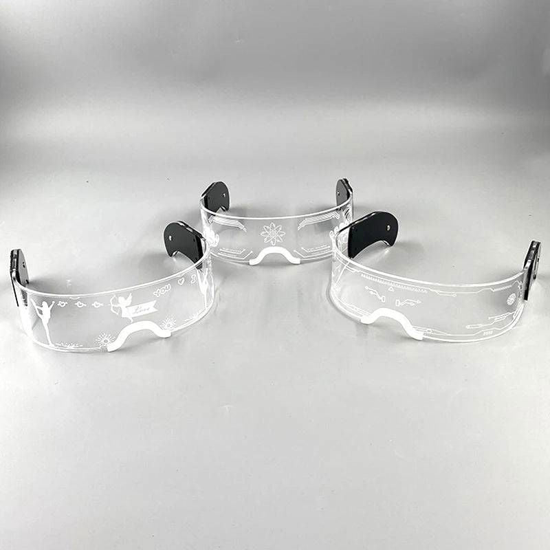 Neon Light Up LED Clear Wrap Around Rave Sunglasses - Ra The Boutique