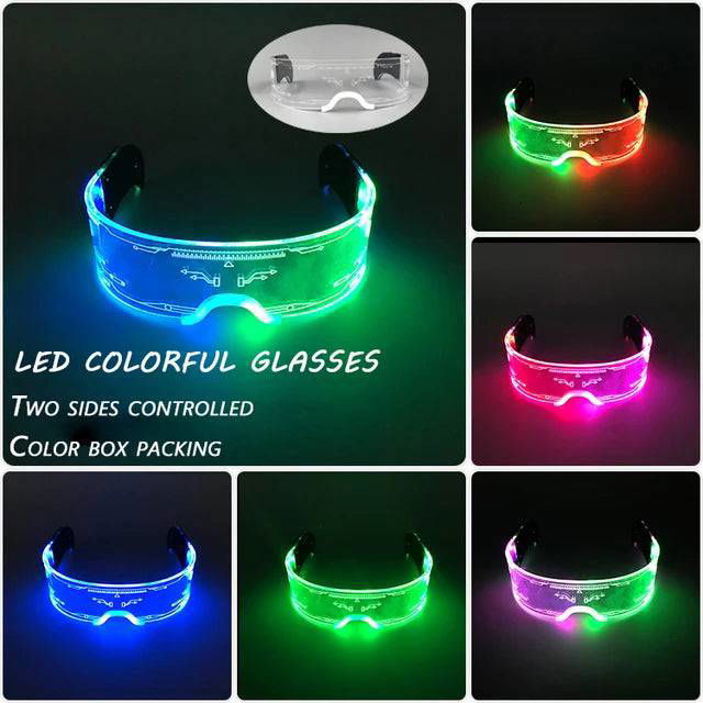 Neon Light Up LED Clear Wrap Around Rave Sunglasses - Ra The Boutique