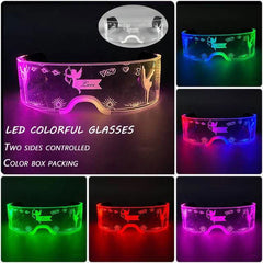 Neon Light Up LED Clear Wrap Around Rave Sunglasses - Ra The Boutique