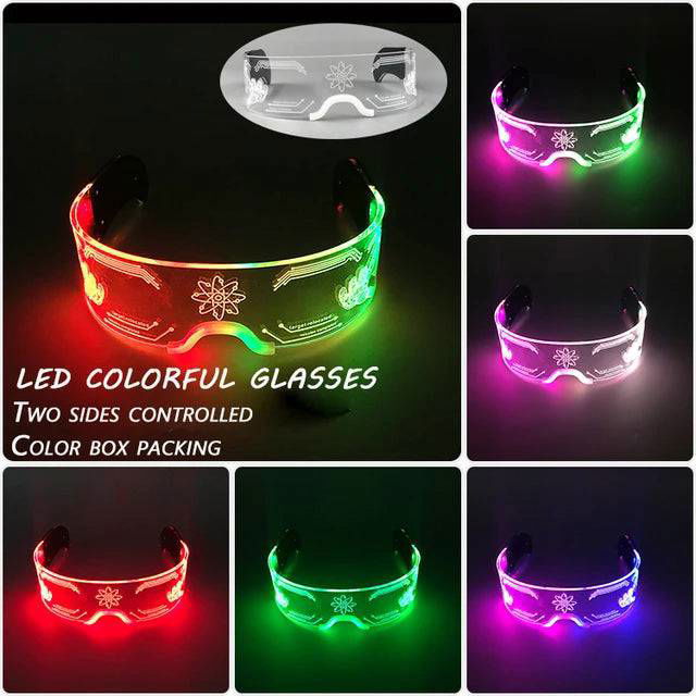 Neon Light Up LED Clear Wrap Around Rave Sunglasses - Ra The Boutique
