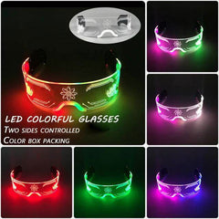 Neon Light Up LED Clear Wrap Around Rave Sunglasses - Ra The Boutique