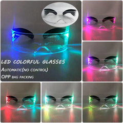 Neon Light Up LED Clear Wrap Around Rave Sunglasses - Ra The Boutique