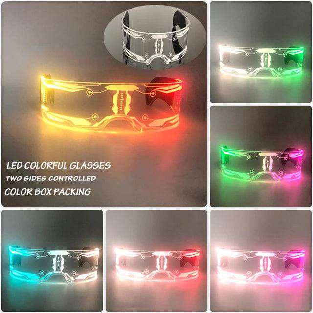 Neon Light Up LED Clear Wrap Around Rave Sunglasses - Ra The Boutique