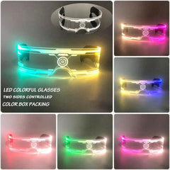 Neon Light Up LED Clear Wrap Around Rave Sunglasses - Ra The Boutique