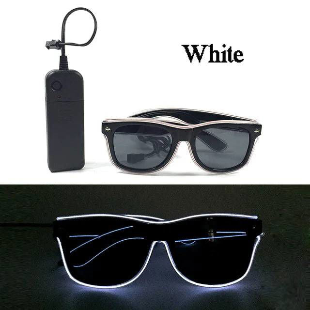 Neon Light Up LED Clear Wrap Around Rave Sunglasses - Ra The Boutique