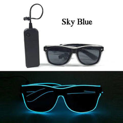 Neon Light Up LED Clear Wrap Around Rave Sunglasses - Ra The Boutique