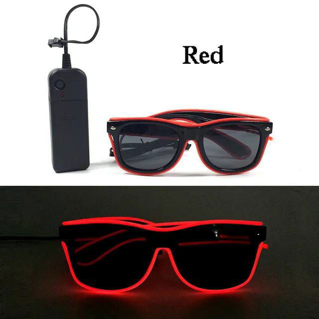 Neon Light Up LED Clear Wrap Around Rave Sunglasses - Ra The Boutique