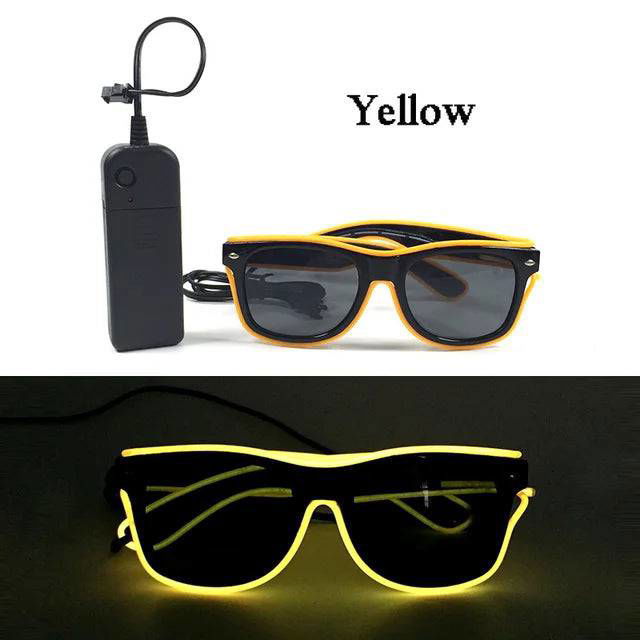 Neon Light Up LED Clear Wrap Around Rave Sunglasses - Ra The Boutique