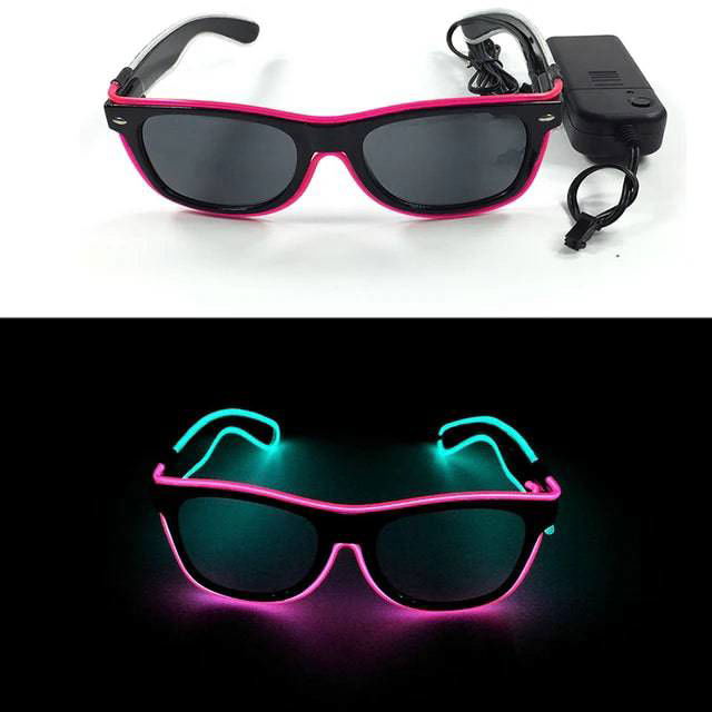 Neon Light Up LED Clear Wrap Around Rave Sunglasses - Ra The Boutique