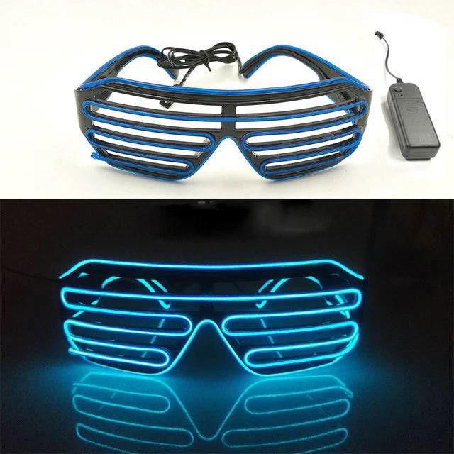 Neon Light Up LED Clear Wrap Around Rave Sunglasses - Ra The Boutique