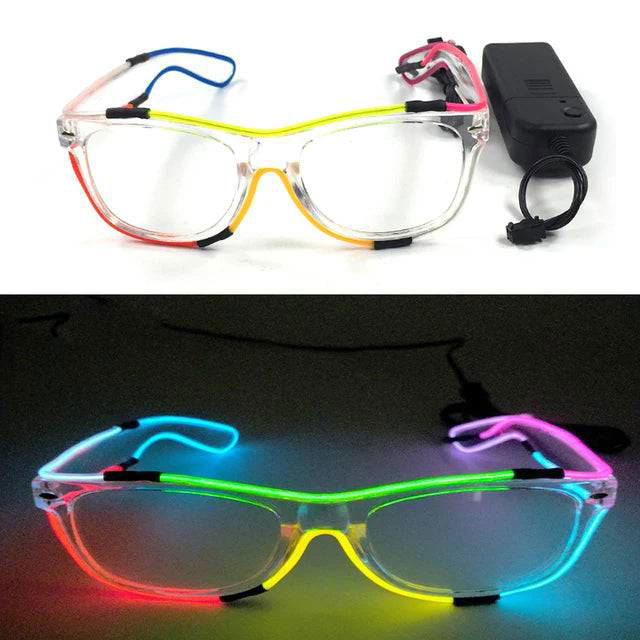 Neon Light Up LED Clear Wrap Around Rave Sunglasses - Ra The Boutique