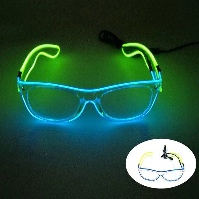 Neon Light Up LED Clear Wrap Around Rave Sunglasses - Ra The Boutique