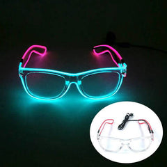 Neon Light Up LED Clear Wrap Around Rave Sunglasses - Ra The Boutique