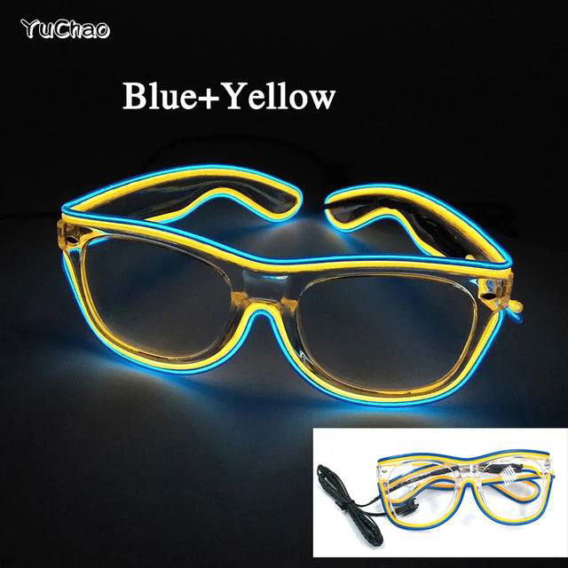 Neon Light Up LED Clear Wrap Around Rave Sunglasses - Ra The Boutique