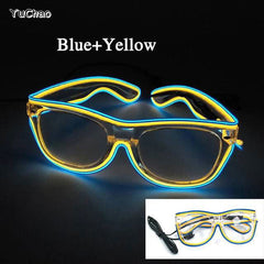 Neon Light Up LED Clear Wrap Around Rave Sunglasses - Ra The Boutique