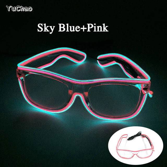 Neon Light Up LED Clear Wrap Around Rave Sunglasses - Ra The Boutique