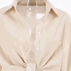 Oversized Button Down Bishop Sleeve Blouse and Lined Double Hem Short Set - Ra The Boutique -  - #tag1# - #tag2#