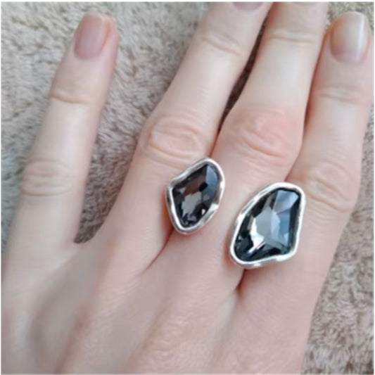 Oversized Grey Statement Cocktail Ring - Ra The Boutique