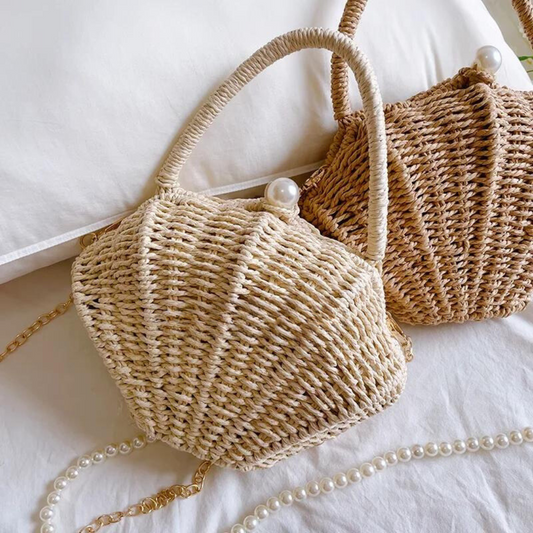 Rattan Seashell Shaped Crossbody Bag - Ra The Boutique
