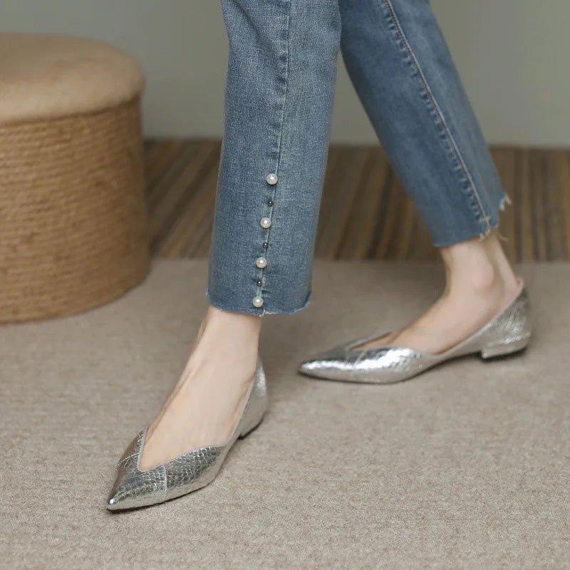 Real Sheepskin Leather Pointy Toe Flats - Ra The Boutique -  - #tag1# - #tag2#