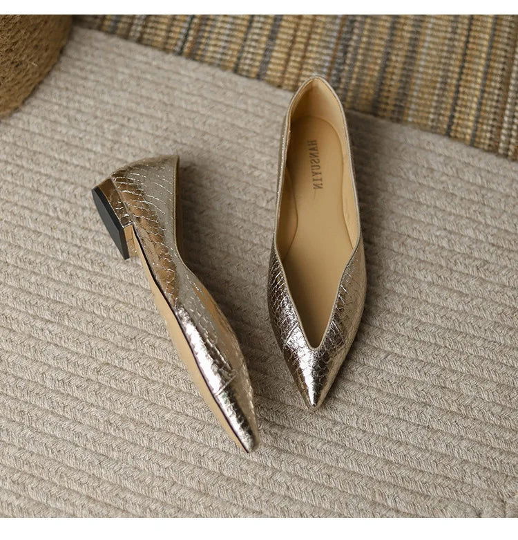 Real Sheepskin Leather Pointy Toe Flats - Ra The Boutique -  - #tag1# - #tag2#