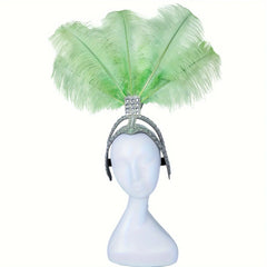 Feather & Rhinestone Carnival Headdress – Festival Showgirl Headpiece