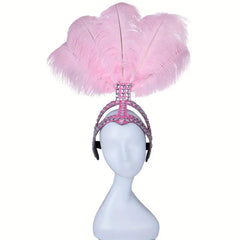 Feather & Rhinestone Carnival Headdress – Festival Showgirl Headpiece