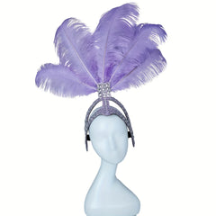 Feather & Rhinestone Carnival Headdress – Festival Showgirl Headpiece