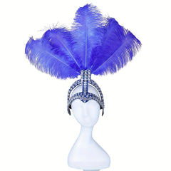 Feather & Rhinestone Carnival Headdress – Festival Showgirl Headpiece