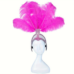 Feather & Rhinestone Carnival Headdress – Festival Showgirl Headpiece