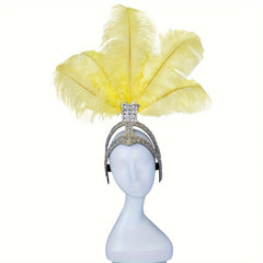 Feather & Rhinestone Carnival Headdress – Festival Showgirl Headpiece