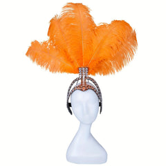 Feather & Rhinestone Carnival Headdress – Festival Showgirl Headpiece