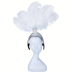 Feather & Rhinestone Carnival Headdress – Festival Showgirl Headpiece