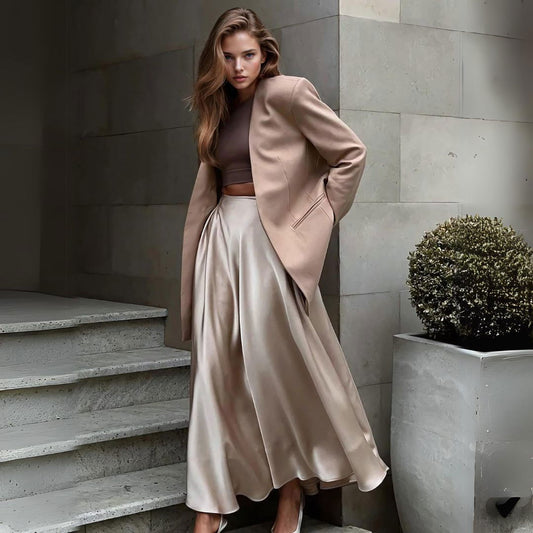 Satin Silky Midi Skirt - Ra The Boutique