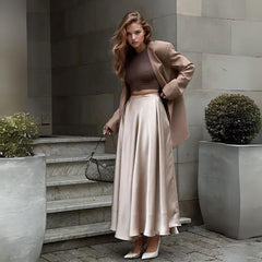 Satin Silky Midi Skirt - Ra The Boutique