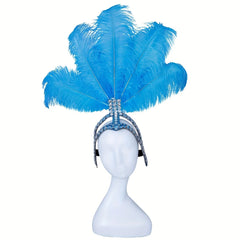 Feather & Rhinestone Carnival Headdress – Festival Showgirl Headpiece