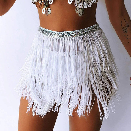 Sequin Layered Fringe Mini Skirt - Ra The Boutique