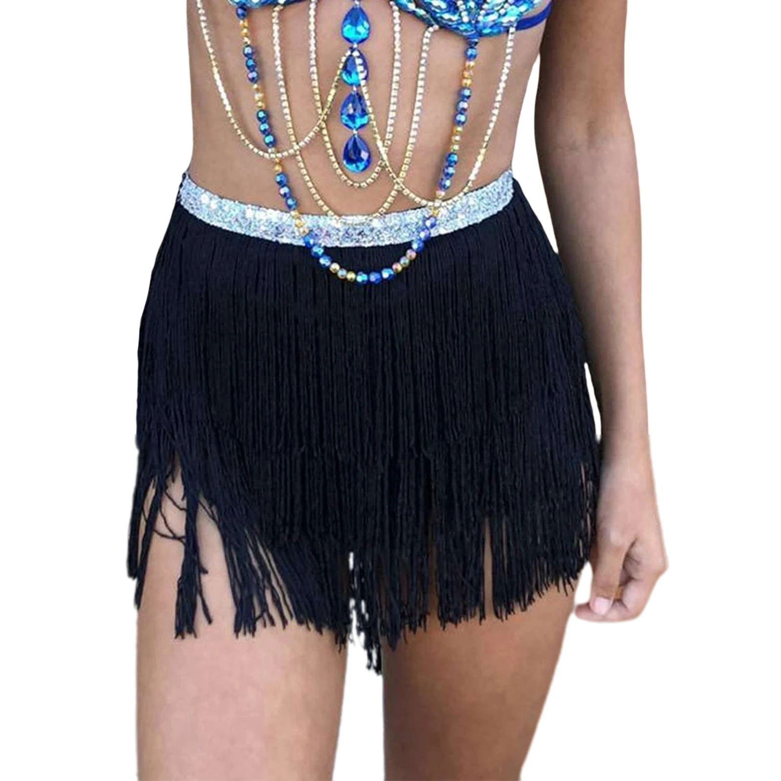 Sequin Layered Fringe Mini Skirt - Ra The Boutique
