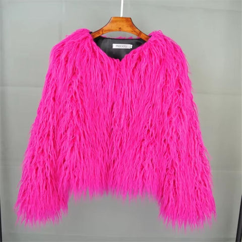 Shaggy Vegan Mongolian Fur Festival Coat - Ra The Boutique