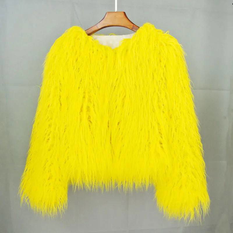 Shaggy Vegan Mongolian Fur Festival Coat - Ra The Boutique