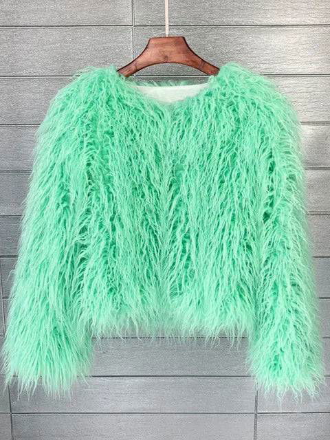 Shaggy Vegan Mongolian Fur Festival Coat - Ra The Boutique