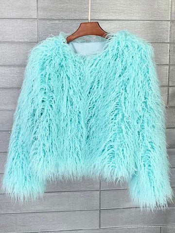 Shaggy Vegan Mongolian Fur Festival Coat - Ra The Boutique