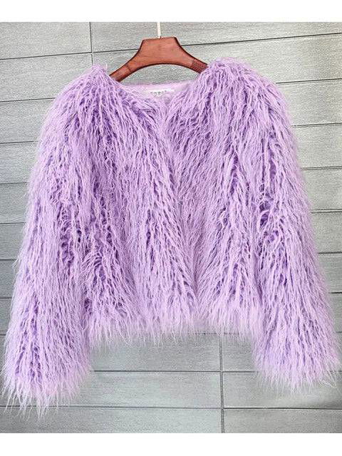 Shaggy Vegan Mongolian Fur Festival Coat - Ra The Boutique