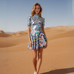 Shell Shaped Sequin Party Festival Mini Dress - Ra The Boutique - 