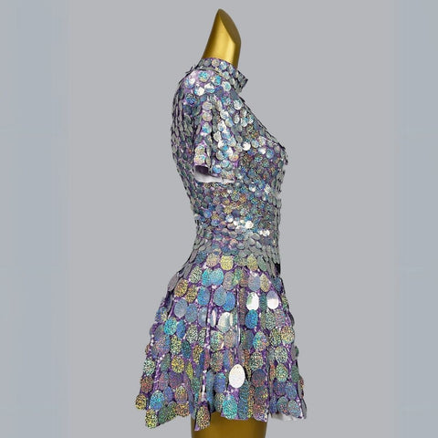 Shell Shaped Sequin Party Festival Mini Dress - Ra The Boutique - 